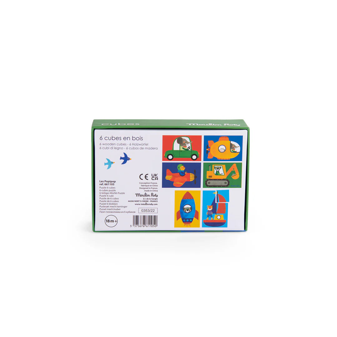 Les Popipop Puzzle 6 wooden cubes