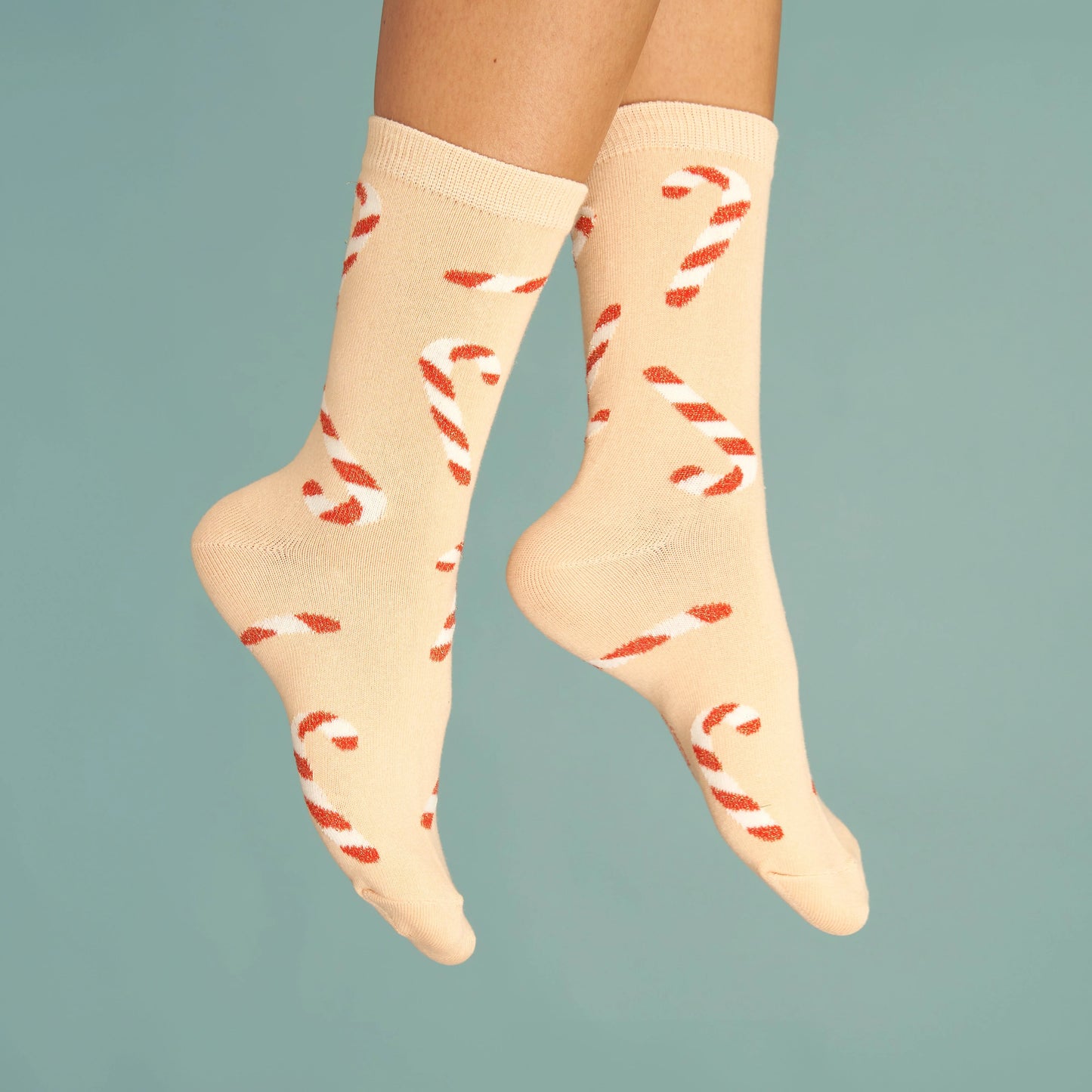 Candy cane glittery socks