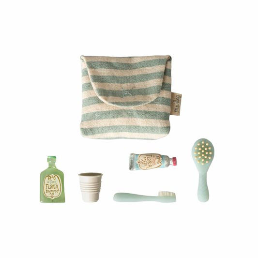 Tooth brush set in bag, Mouse - Blue stripe