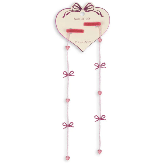 2 Pack Pearly Tassel Hair Clip – Pink Bow