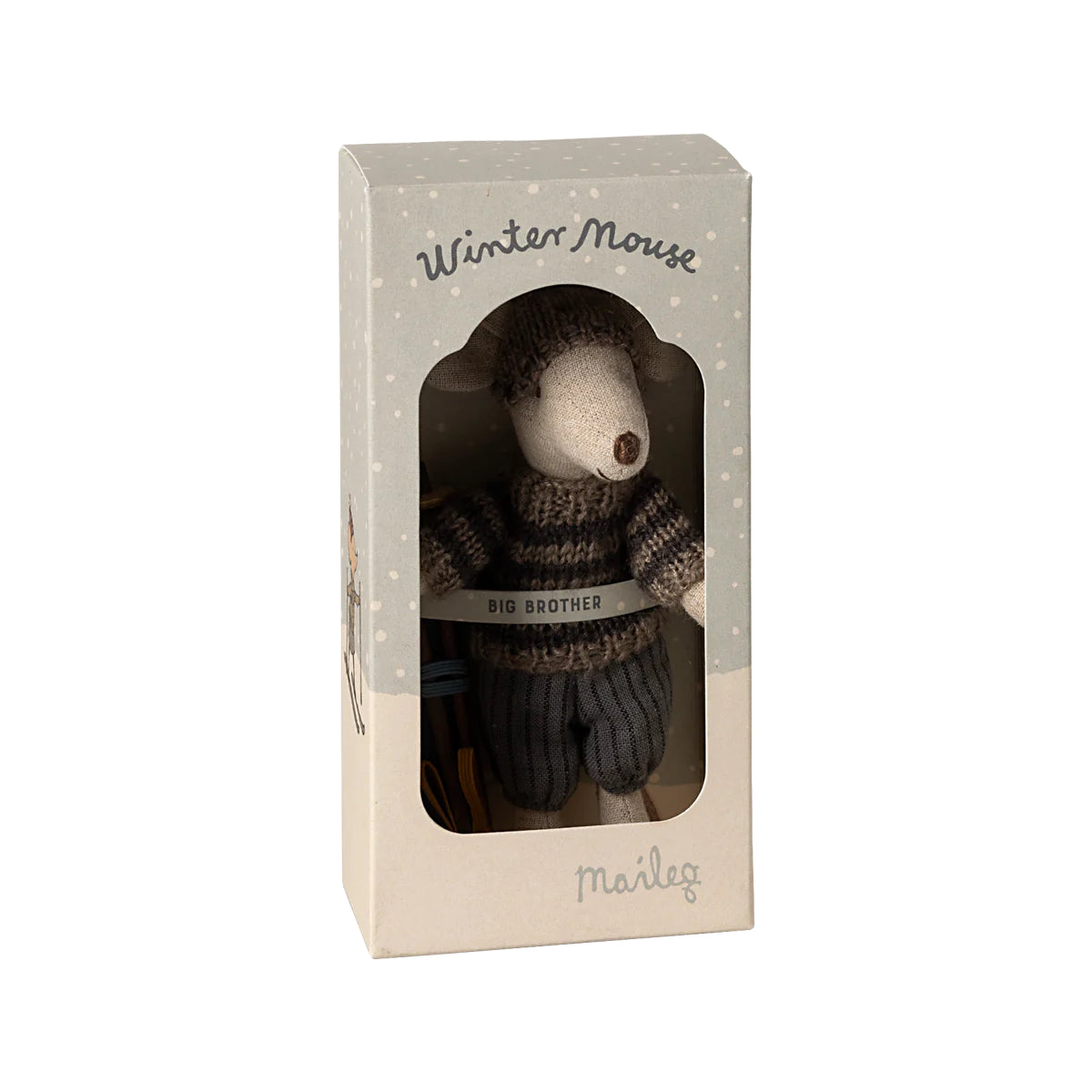 Winter mouse with ski set, Big brother - Grey