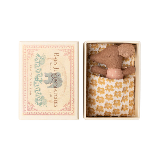 Sleepy wakey baby mouse in matchbox - Rose