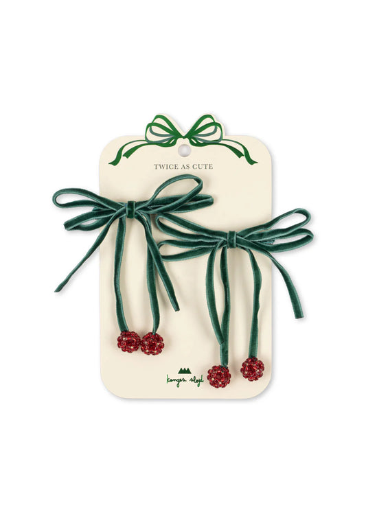 2 pack cherry bow hair clips