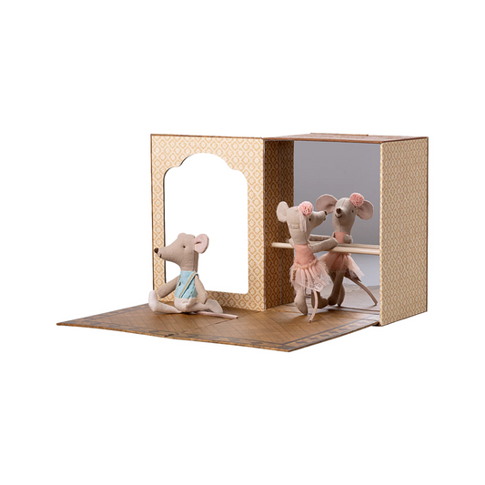 Ballet mice in dance studio, Little sister and brother
