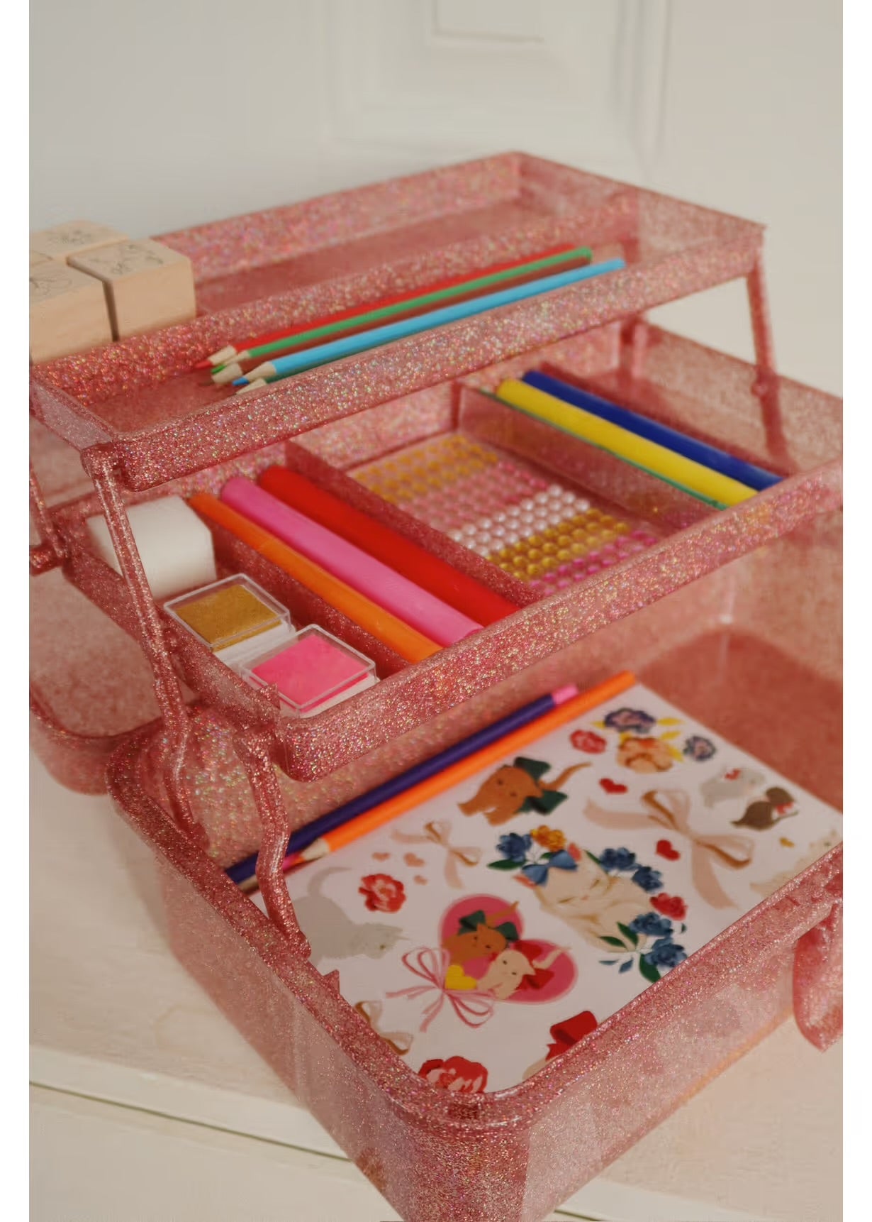 Creative art caddy -glitter rose