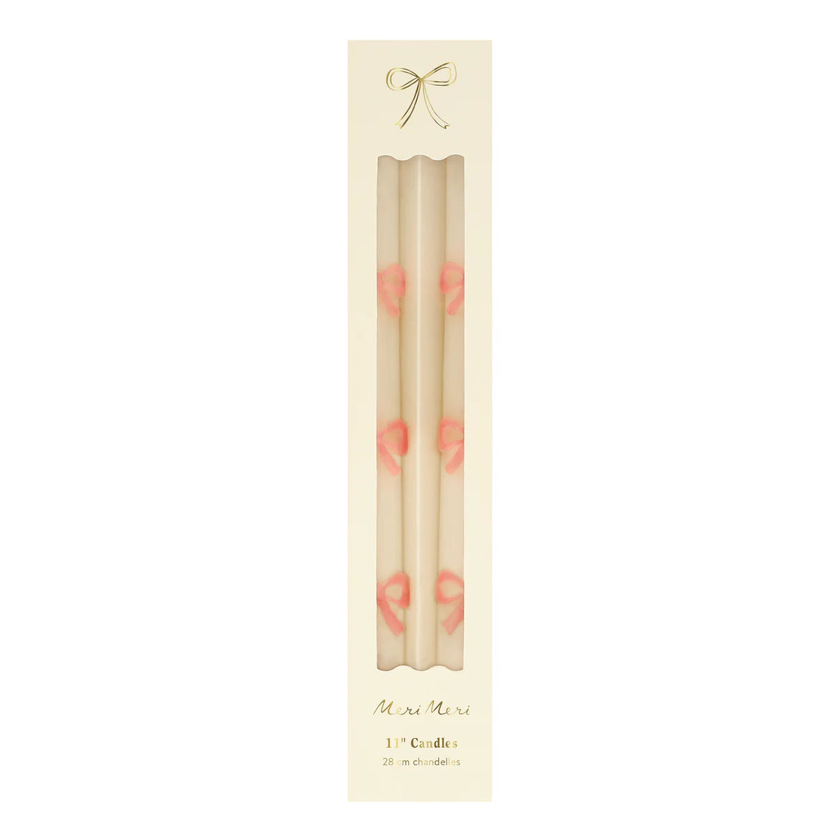 Pink Bow Taper Candles (x 2)