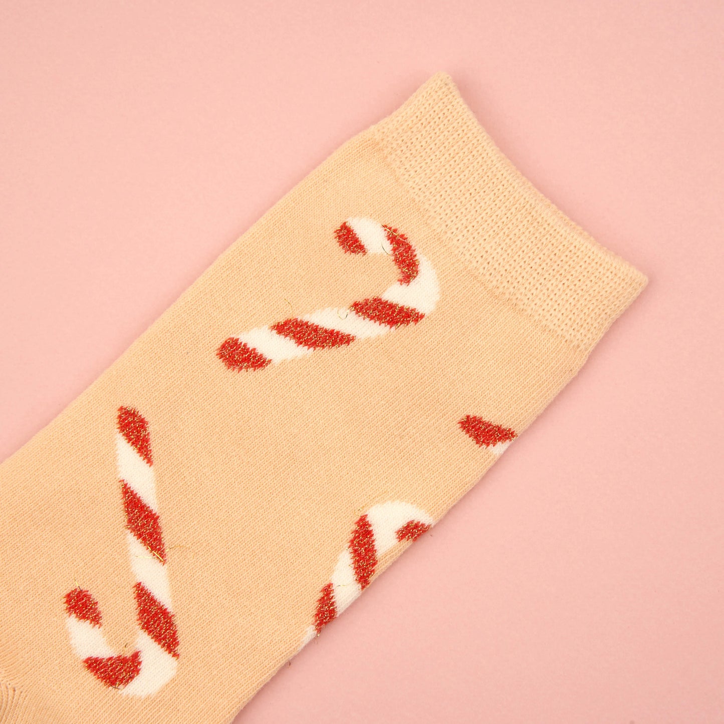 Candy cane glittery socks