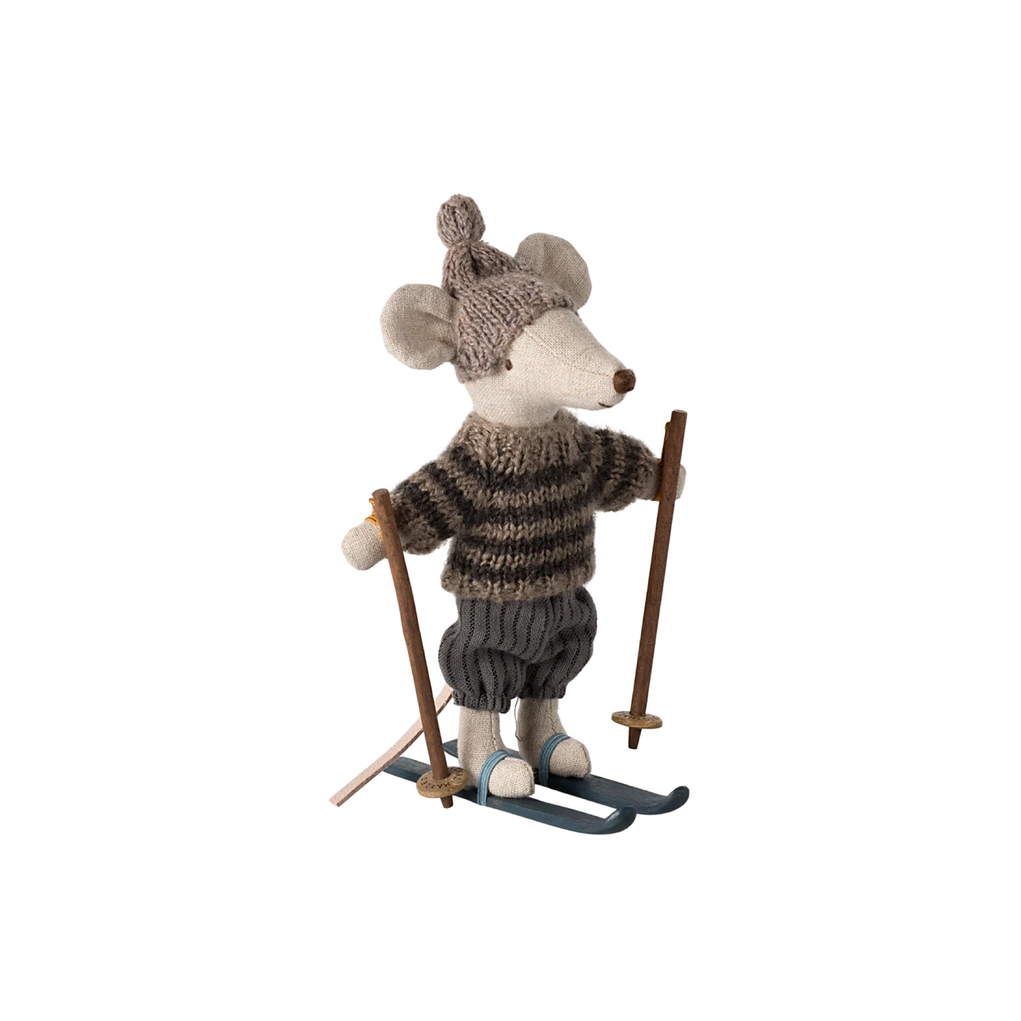 Winter mouse with ski set, Big brother - Grey