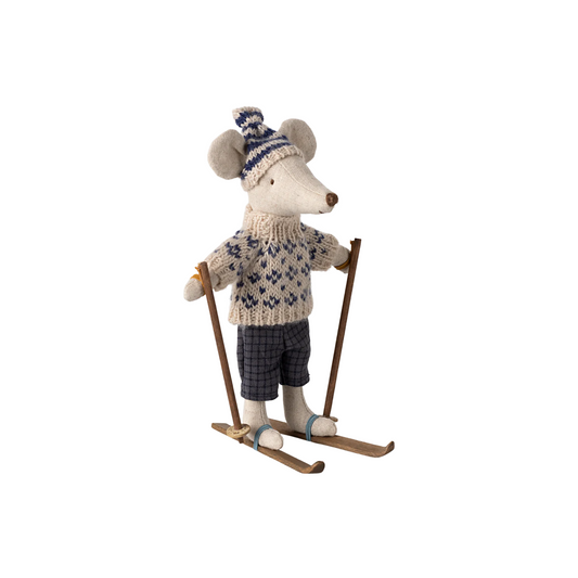 Winter mouse with ski set, Dad - Blue