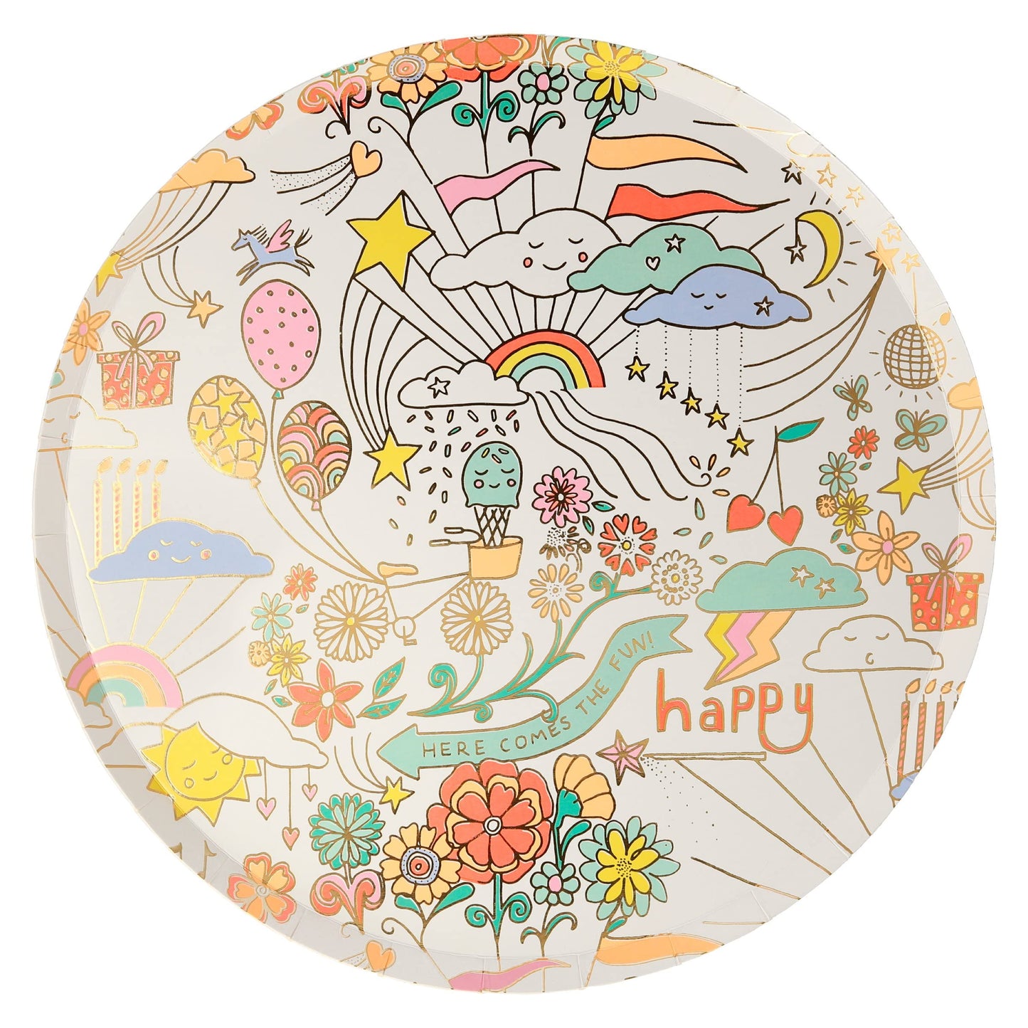 Happy Doodle Side Plates (x 8)