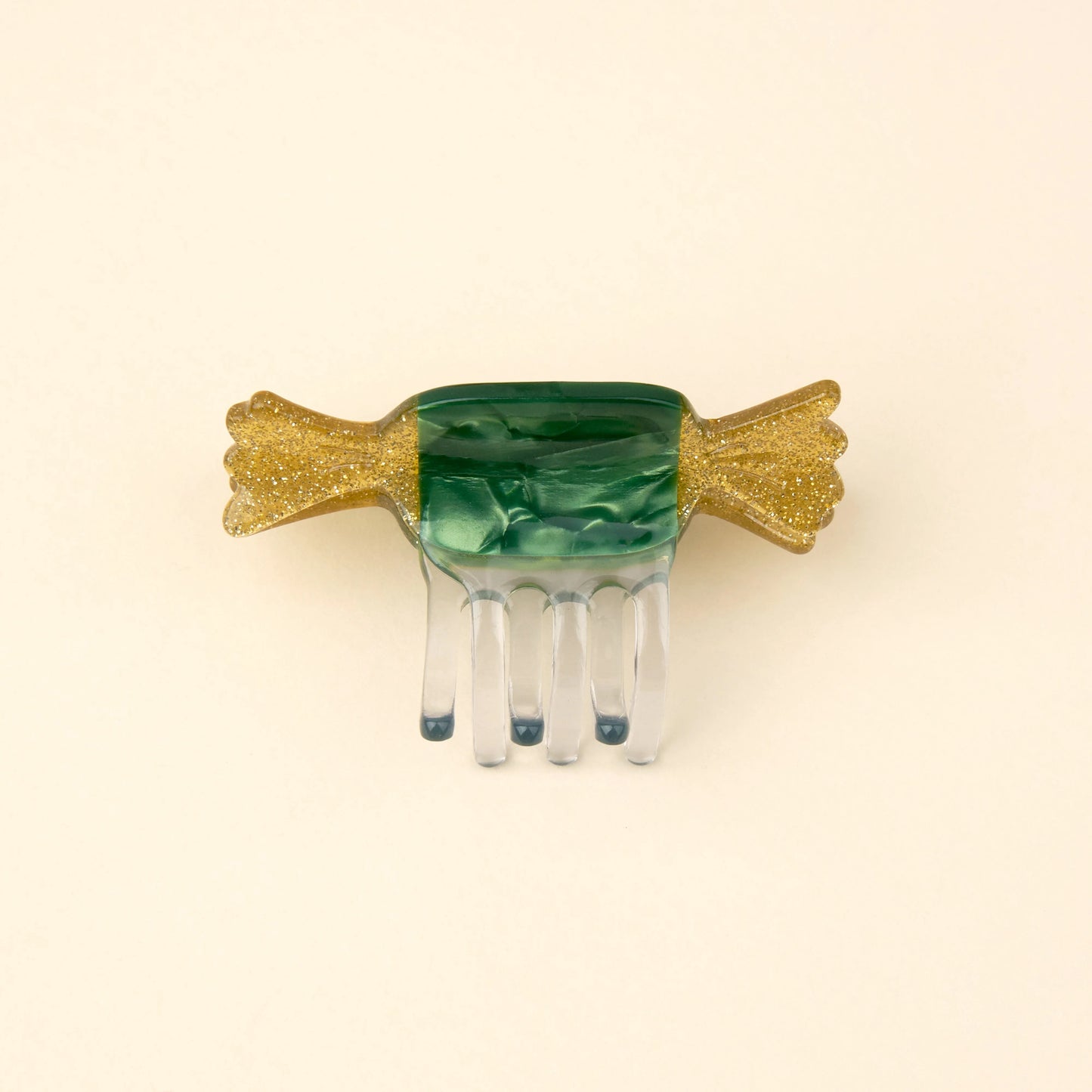Green Christmas candy mini hair claw