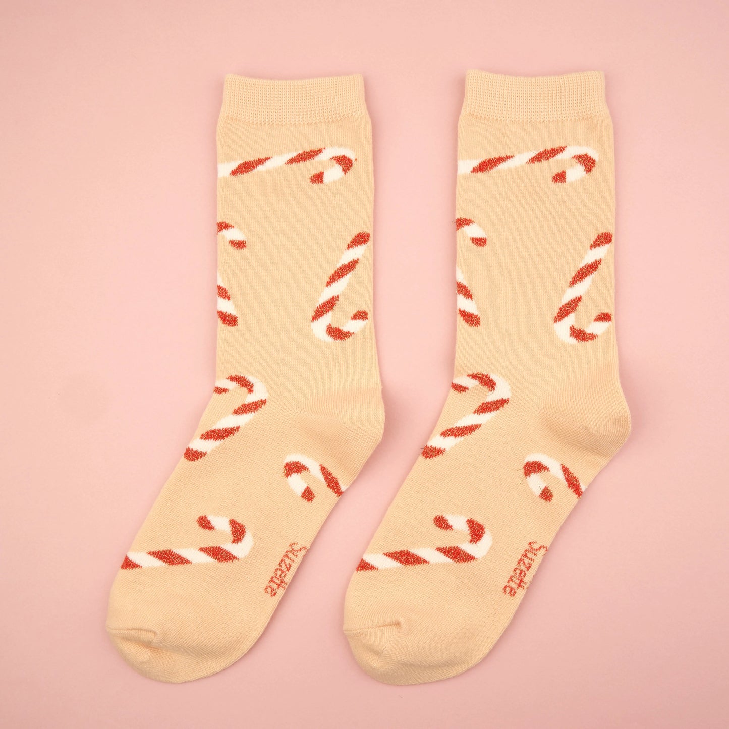 Candy cane glittery socks