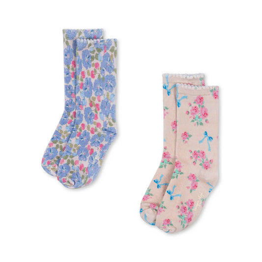 2 pack printed socks - blue mix