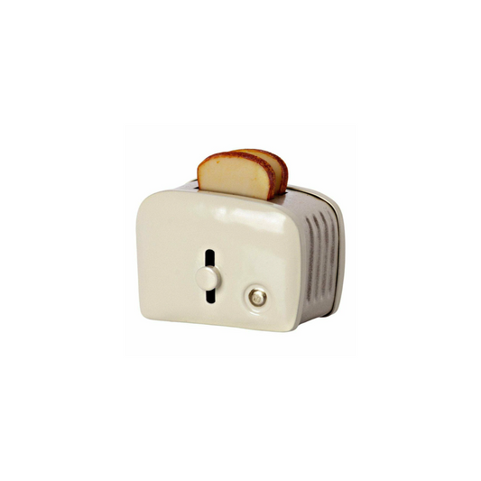 Miniature toaster with bread - off white