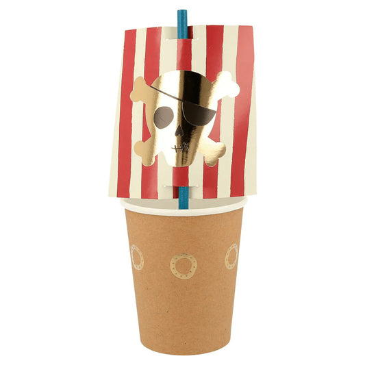 Pirate Cup & Straws Set (x 8)