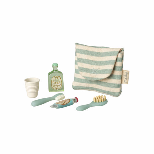 Tooth brush set in bag, Mouse - Blue stripe