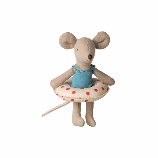 Little sister, Beach mouse with float - Red dots