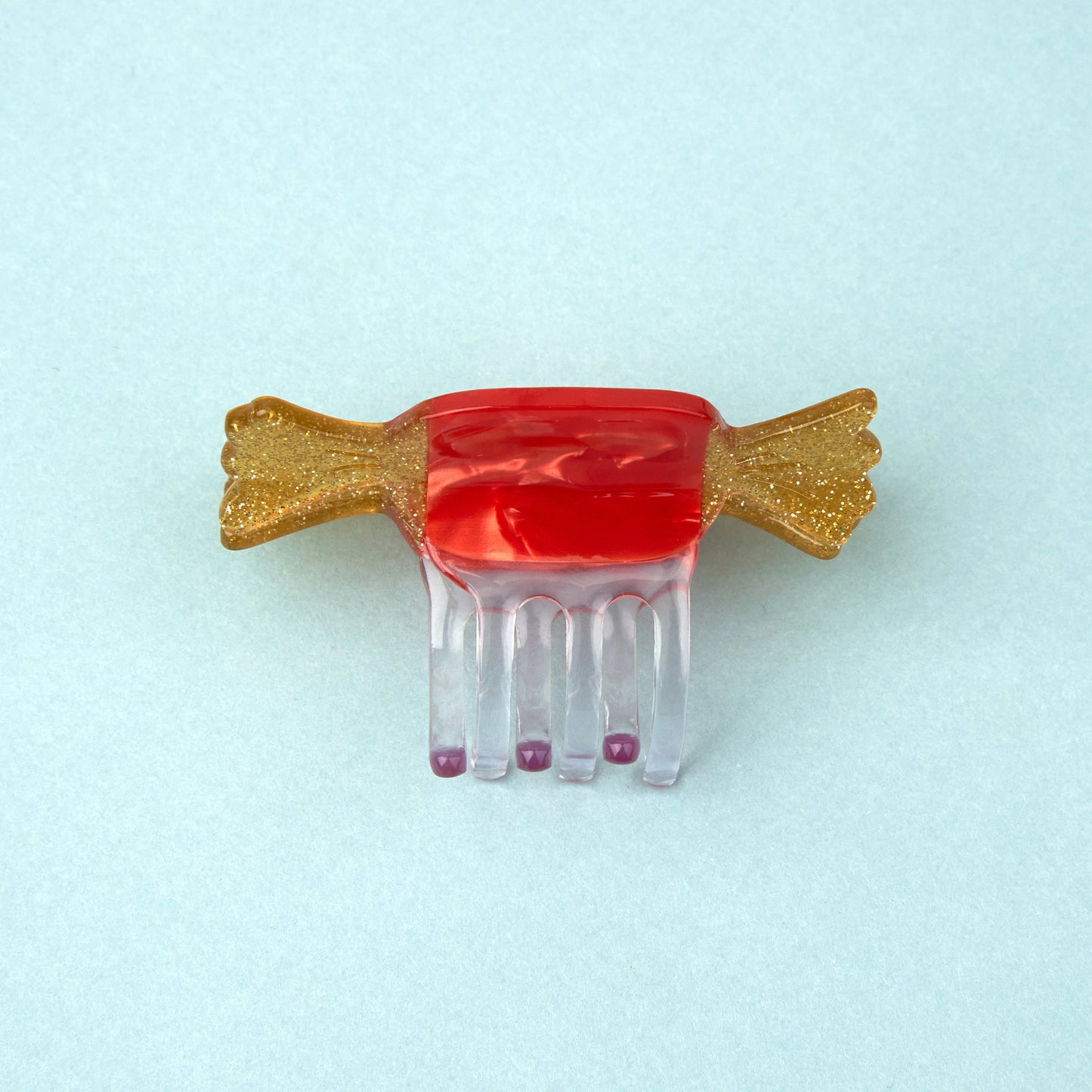 Red Christmas candy, mini hair claw