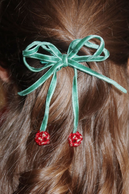 2 pack cherry bow hair clips