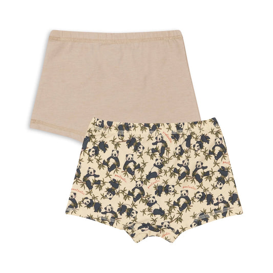 basic 2 pack boy boxers - panda/oxford tan