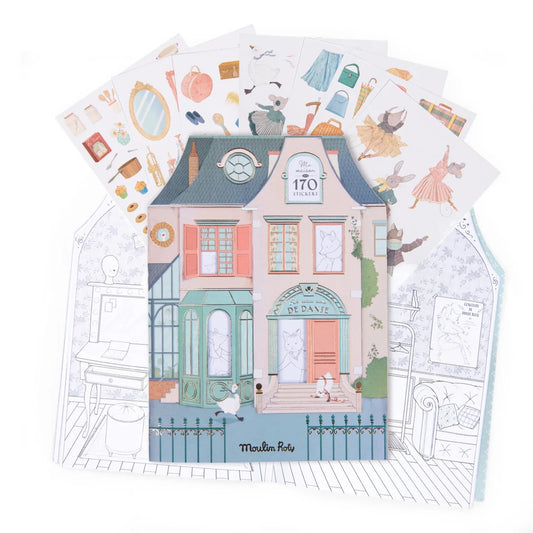 Coloring book with 170 stickers, The little dance school