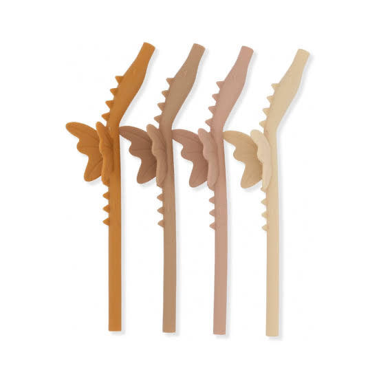 4 pack silicone straws dragon - blush mix