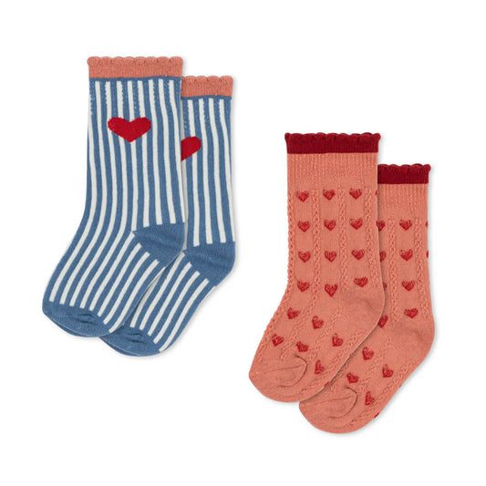 2 Pack Jacquard Socks in Heart Mix