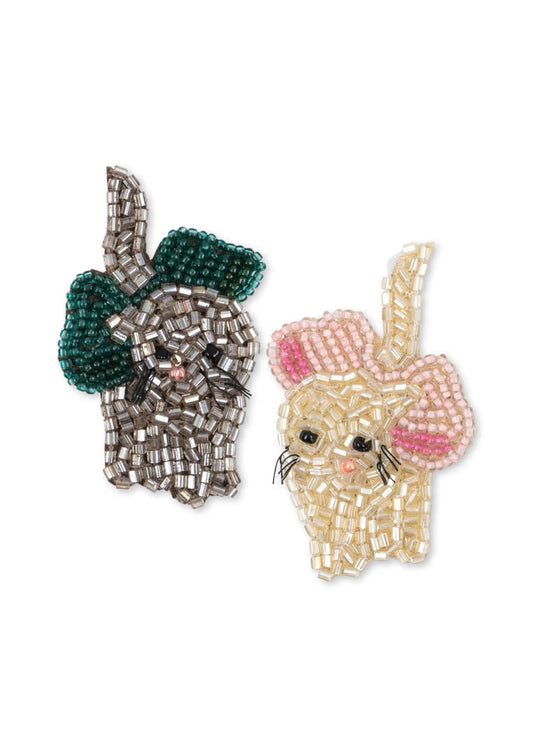 2 pack bow Kitty beaded hair clip ￼