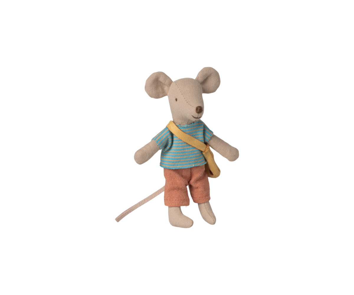 Little brother mouse with bag