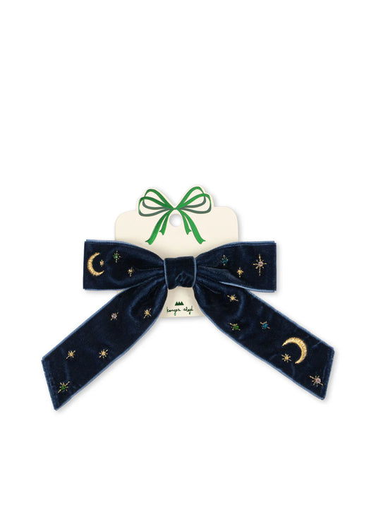 Velvet bow pearly hair clip