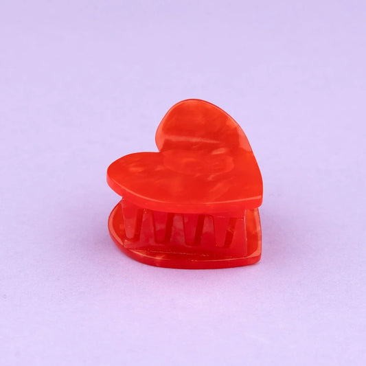 Mini Heart Hair Claw - Red