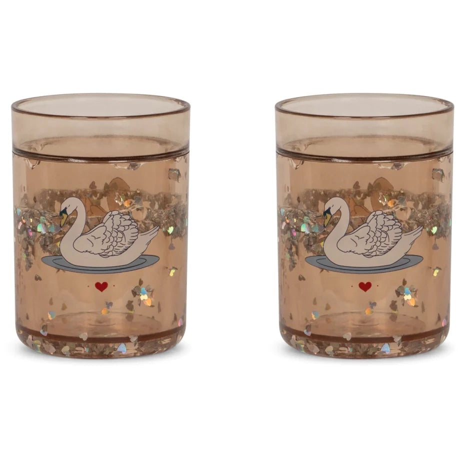 2 pack glitter cups - swan