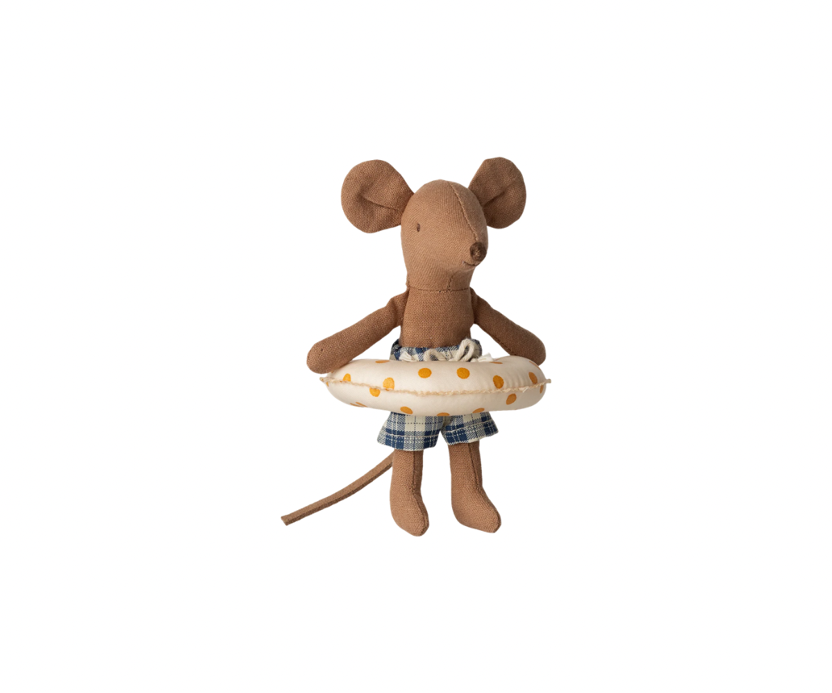 Beach mouse with float, Little brother - Yellow dots