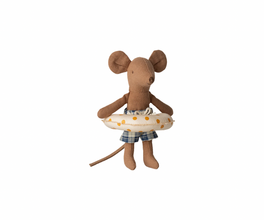 Beach mouse with float, Little brother - Yellow dots