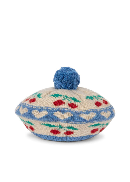 Belou Knit Beret - cherry stripe