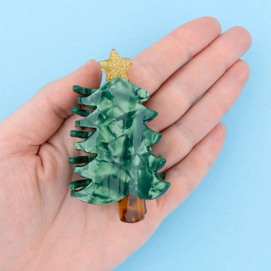 Christmas tree hair claw