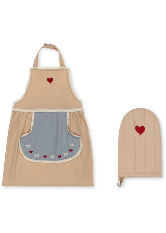 kids scallop apron - smoke gray