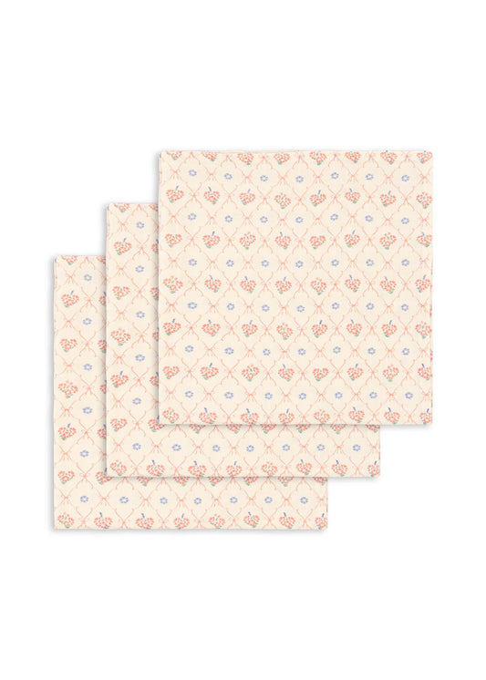 3 pack muslin cloth Gots -fleur decor