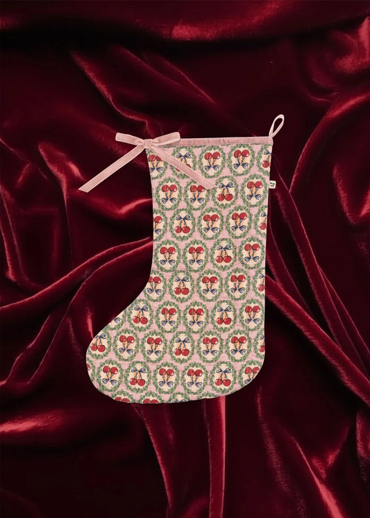 Christmas stocking - cherry bow