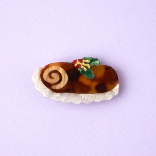 Christmas log cake hair clip