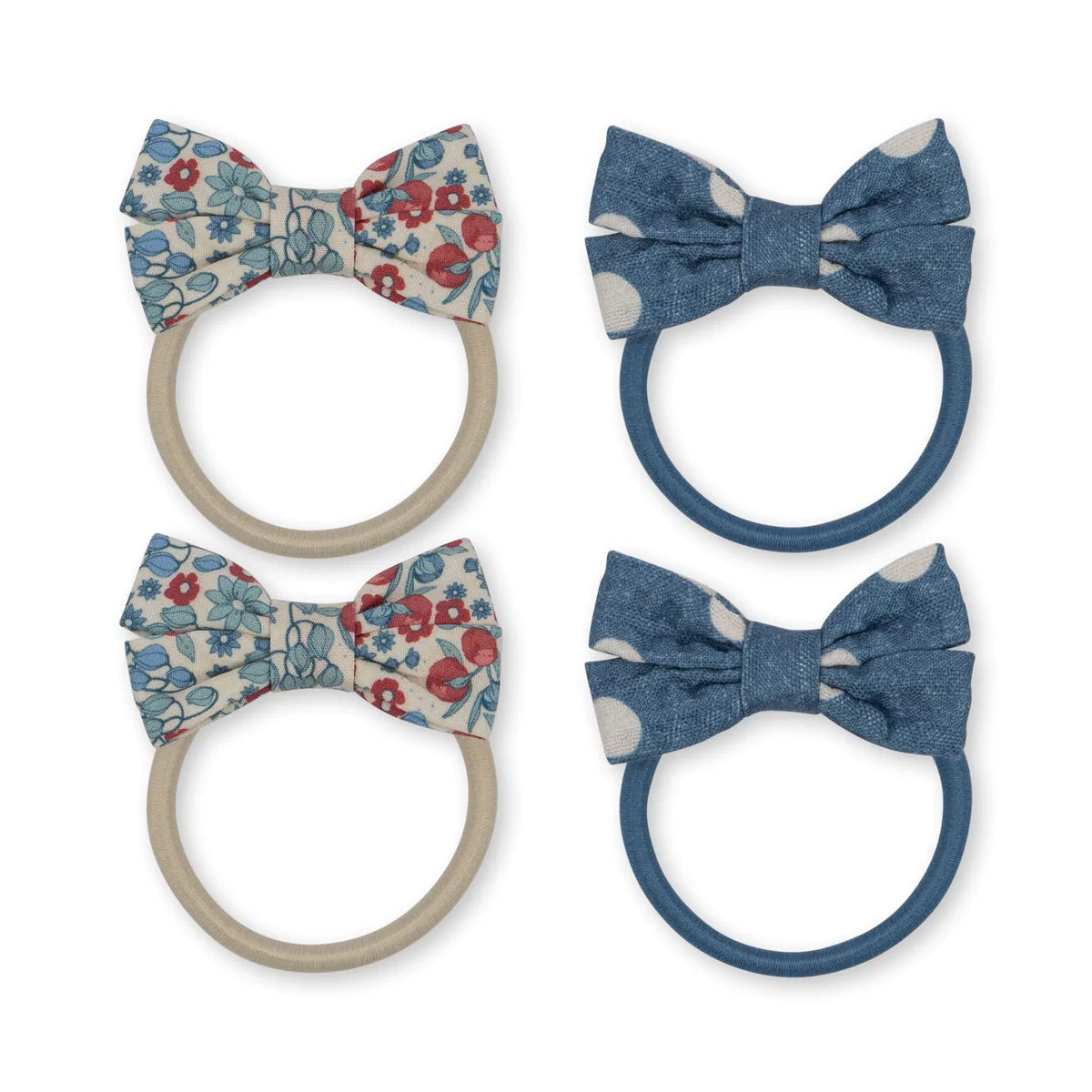 4 Pack Hair Elastic Bow - Bibi Blue / Captain Dot