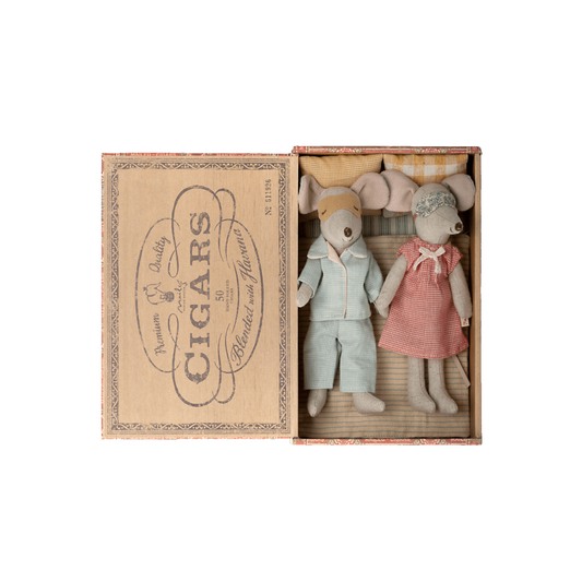 Mum and dad mice in cigarbox