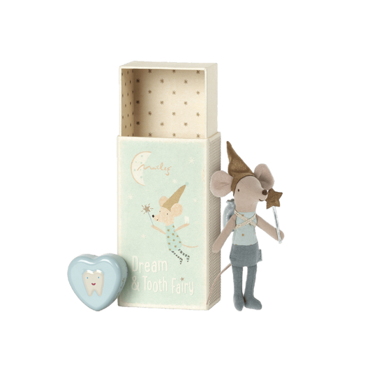 Tooth fairy mouse in matchbox - Blue