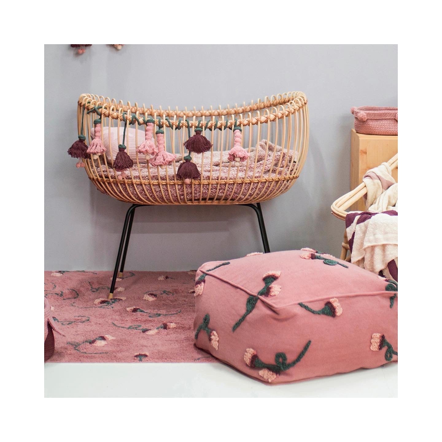 Pouf English Garden Ash Rose