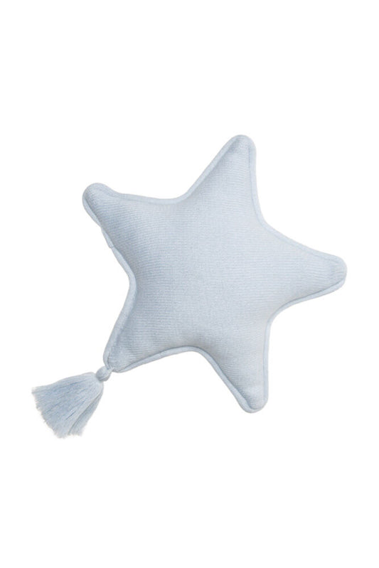 Knitted Cushion Twinkle Star, Soft Blue