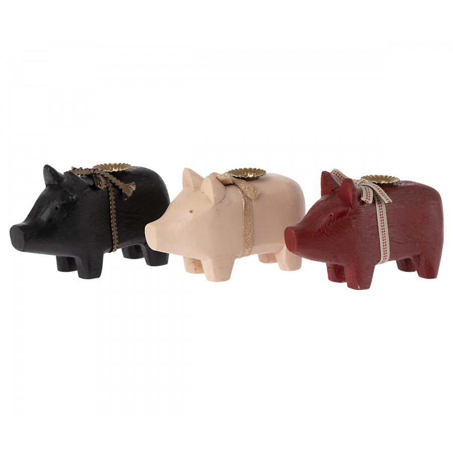 Wooden pig, Small - Red