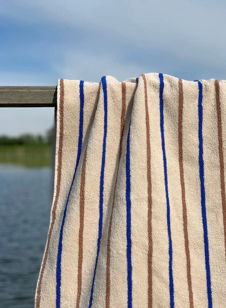 Raita Towel - 100x150 cm - Caramel/Optic Blue